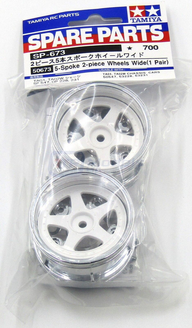 Tamiya 50673 5-Spoke 2-Piece Wheels Wide (1 Pair), Nismo GT-R/Toyota Tom's Supra