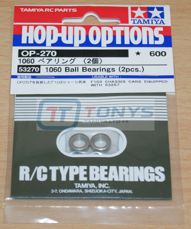 Tamiya 53270 1060 Ball Bearing (2 Pcs.) (TB02/TB03/F103GT/F103RX/F104/RM01), NIP