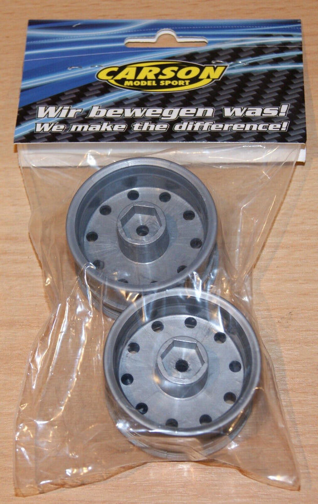 Carson C907026/500907026 1:14 Trailer Wheel Wide (Silver, 2 Pcs.), (Tamiya), NIP