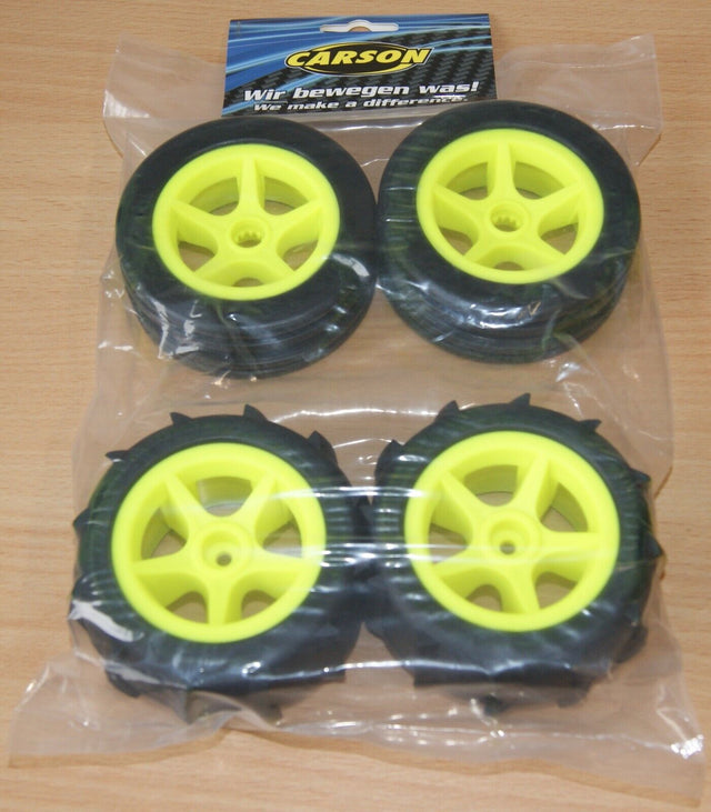 Carson 500900155/C900155 2WD Paddle Tires 4 Pcs. (Neon Yellow), Tamiya DT02/DT03