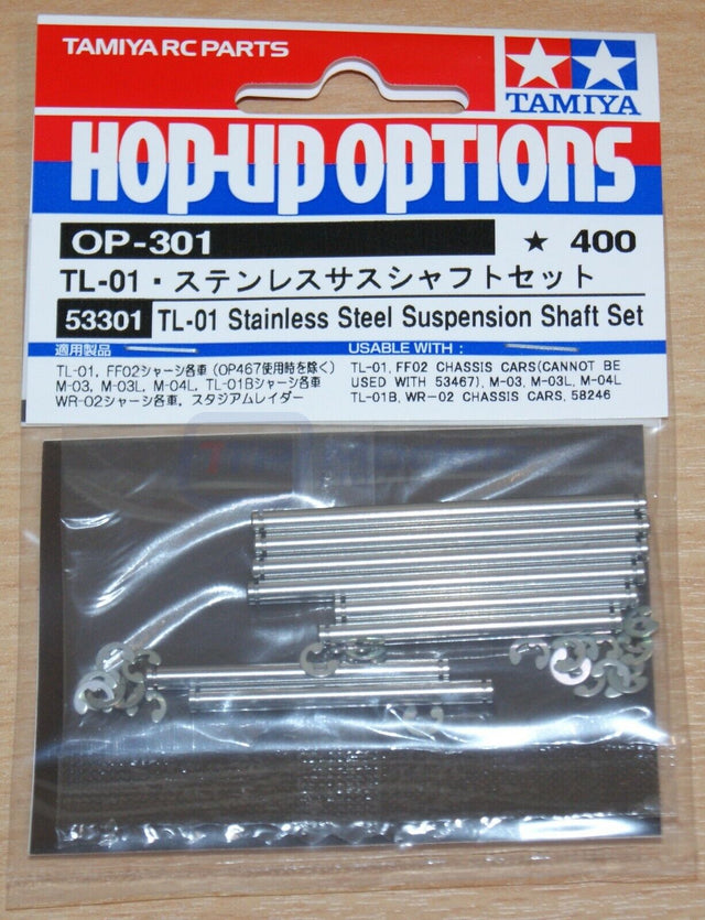 Tamiya 53301 TL01 Stainless Steel Suspension Shaft Set, WR-02/M03/M05/M06/MF-01x