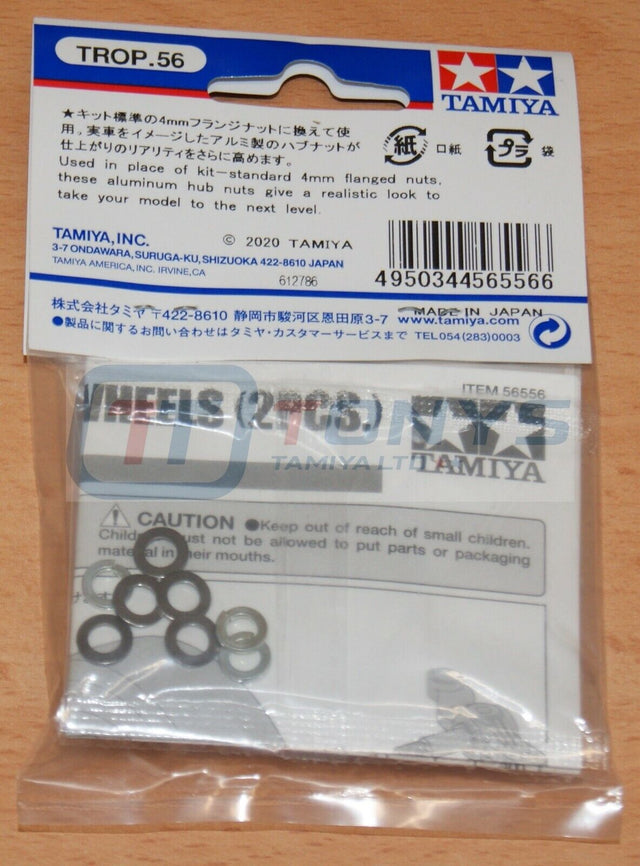 Tamiya 56556 Hub Nuts for Single Wheels (Black, 2 Pcs.), (Scania/Actros/Volvo)