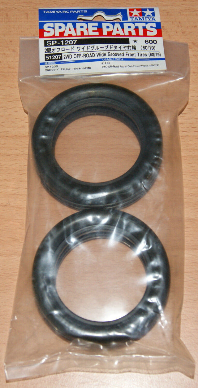 Tamiya 51207 2WD Off-Road Wide Grooved Front Tyres (60/19), DT02/DT03/TD2/TRF211