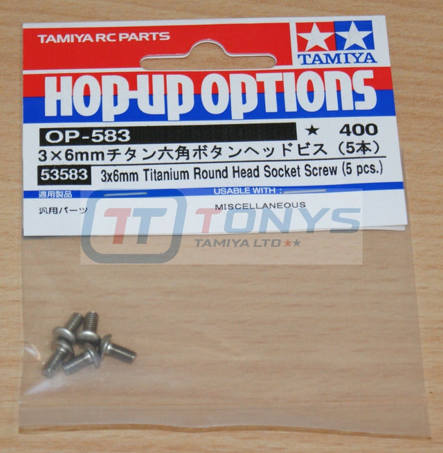 Tamiya 53583 3x6mm Titanium Round Head Socket Screw (5 Pcs.) (TRF416/TRF417) NIP