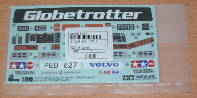 Tamiya 56312 Volvo FH12 Globetrotter 420, 9495346/19495346 Decals/Stickers, NIP