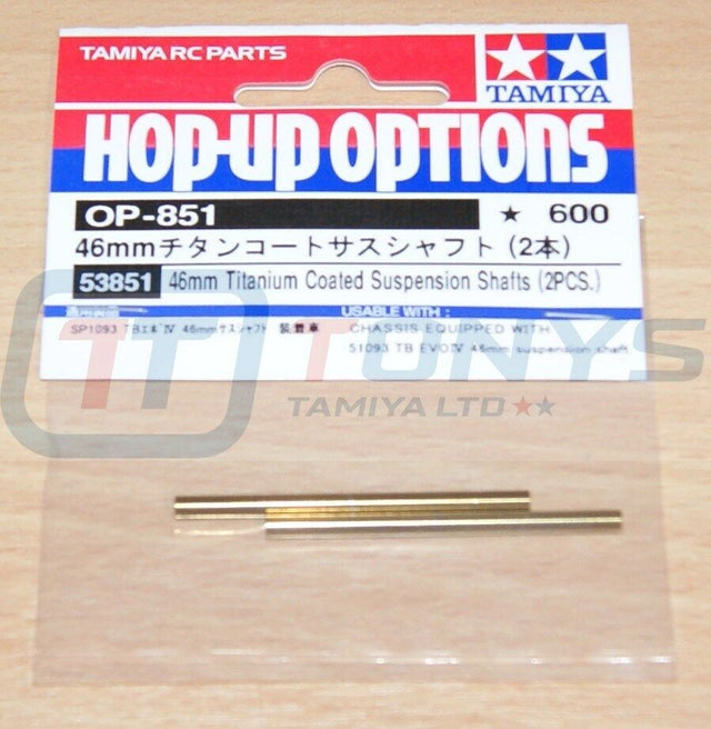 Tamiya 53851 46mm Titanium Coated Suspension Shaft (2 Pcs.), (DB01/M07/TC01/TD4)