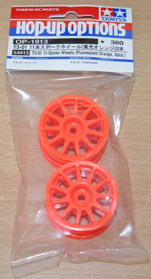 Tamiya 54913 T3-01 11-Spoke Wheels (Fluorescent Orange, 2 Pcs.), M03/M05/M07/M08