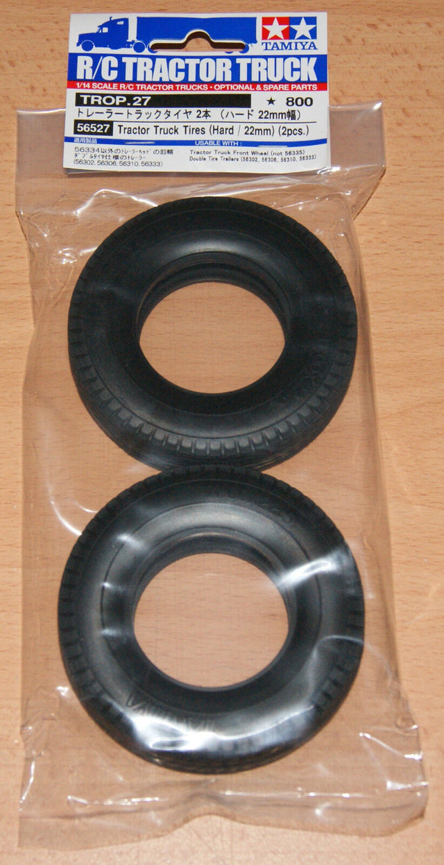 Tamiya 56527 Tractor Truck Tires/Tyres (Hard / 22mm) (2 Pcs.) (Scania/Volvo/MAN)