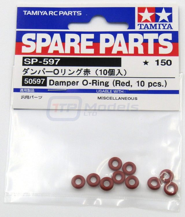 Tamiya 50597 Damper O-Ring (Red, 10 Pcs.), (CVA Dampers/TT01D/XV-01/CC01), NIP