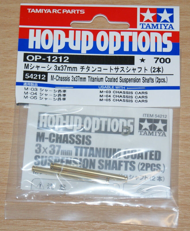 Tamiya 54212 M-Chassis 3x37mm Titanium Coated Suspension Shafts (2 Pcs.), M05/6