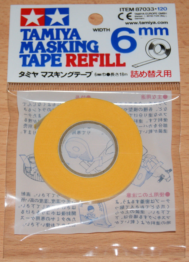 Tamiya 87033 Masking Tape Refill 6mm Width, 18m Length, for RC Body Shells, NIP