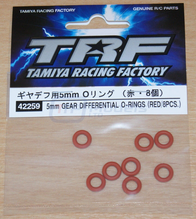 Tamiya 42259 TRF 5mm Gear Differential O-Rings (Red/8 Pcs.), (TA07/TRF420), NIP