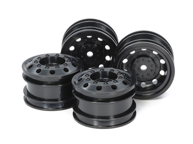 Tamiya 54741 On Road Racing Truck Wheels (F&R/2 Pcs. Each) Black (MAN Hahn/TT01)