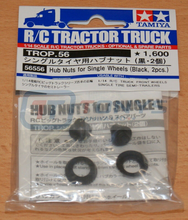 Tamiya 56556 Hub Nuts for Single Wheels (Black, 2 Pcs.), (Scania/Actros/Volvo)