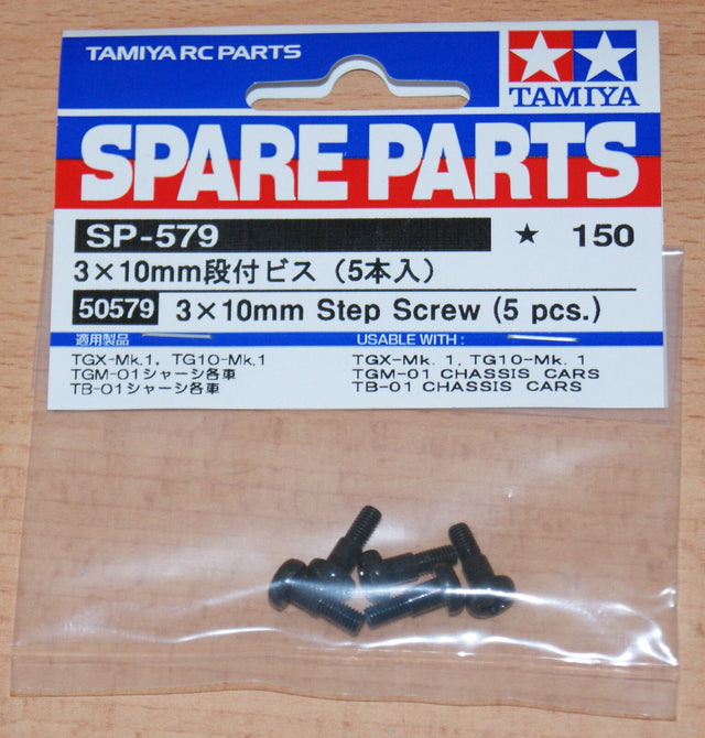 Tamiya 50579 3x10mm Step Screw (5 Pcs.), (TB01/TGX/TG10/Avante/Egress/Vanquish)