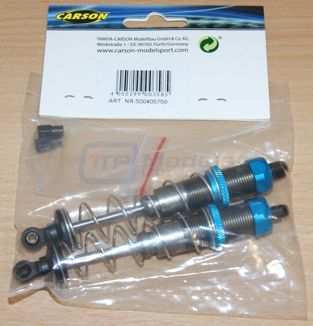 Carson 500405758 1:10 Blue Aluminum Buggy Oil Damper Set (2 Pcs.) 105mm (Tamiya)