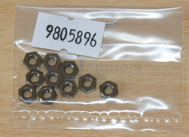 Tamiya 9805896/19805896 Black 3mm Nut (10 Pcs.), NIP