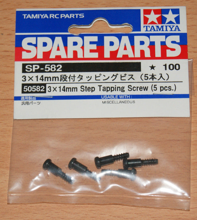 Tamiya 50582 3x14mm Step Tapping Screw (5 Pcs.), (TT01/TT02/M05/DT02/DT03/CC01)