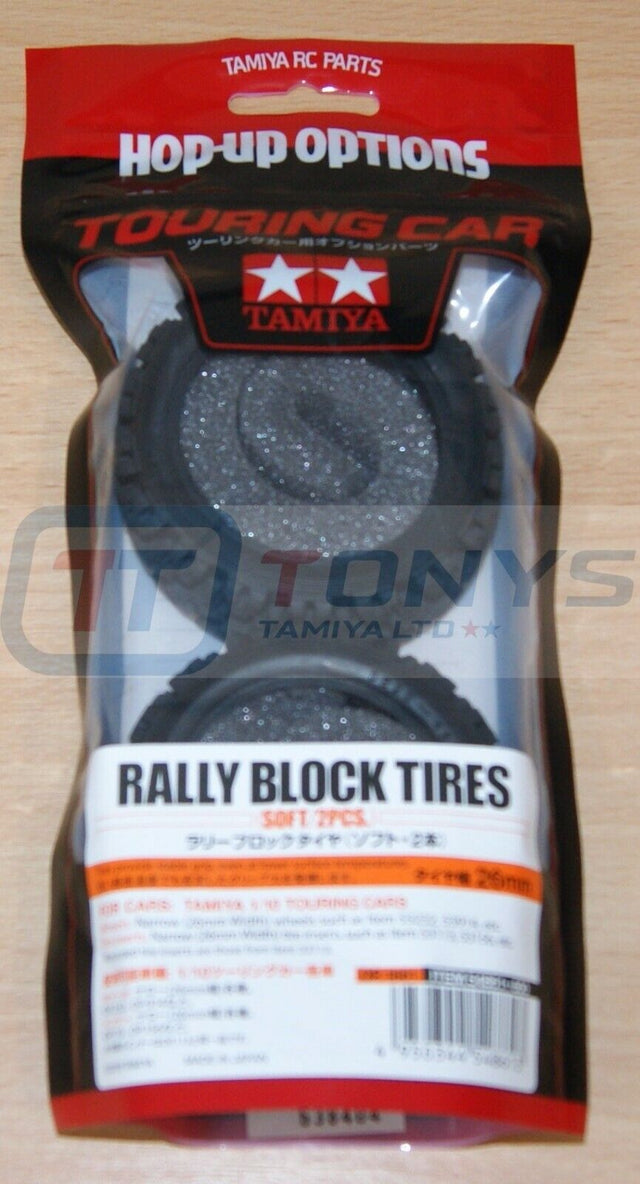 Tamiya 54861 Rally Block Tires (Soft, 1 Pair), (TA01/TA02/TT01/TT02/TL01/XV-01)