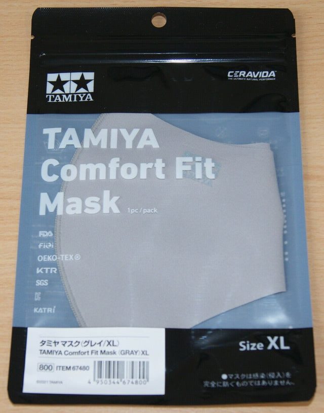 Tamiya 67480 Comfort Fit Face Mask (Grey) XL (Extra Large), NIP