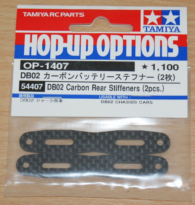 Tamiya 54407 DB02 Carbon Rear Stiffeners (2 Pcs.), (DB-02/Leonis), NIP