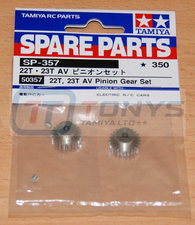 Tamiya 50357 22T, 23T AV Pinion Gear Set, (TA03/F103/TA05/TT02/XV-01/TT01/TT02B)