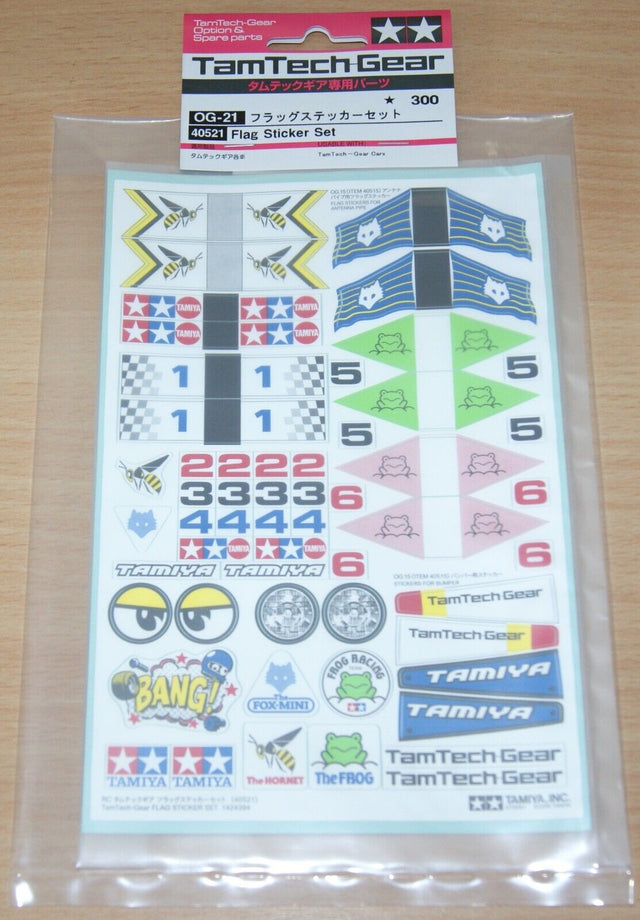 Tamiya 40521 TamTech-Gear Flag Sticker/Decal Set, (GB01/GB02/GB03/GT01), NIP