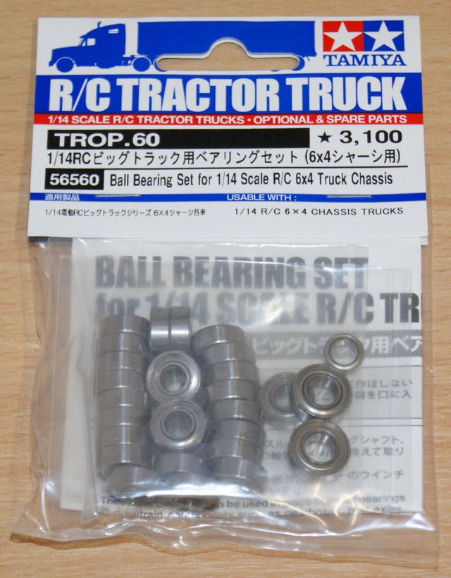 Tamiya 56560 Ball Bearing Set for 1/14 Scale R/C 6x4 Truck Chassis, (Scania/MAN)