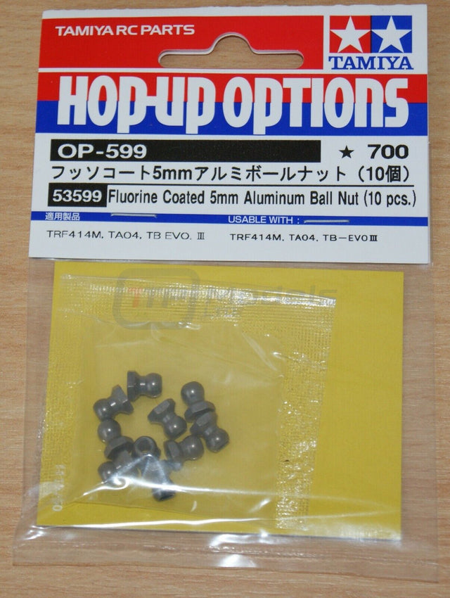 Tamiya 53599 Fluorine Coated 5mm Aluminum Ball Nut (10 Pcs.), (DB01/XV-01/TA07)