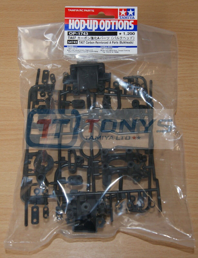 Tamiya 54743 TA07 Carbon Reinforced A Parts (Bulkheads), (TA-07 Pro/TA07R), NIP