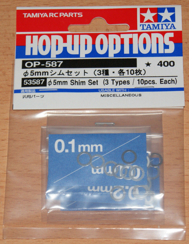 Tamiya 53587 5mm Shim Set (3 Types/ 10 Pcs. Each) (TRF419/TRF420/TA07/TA08), NIP