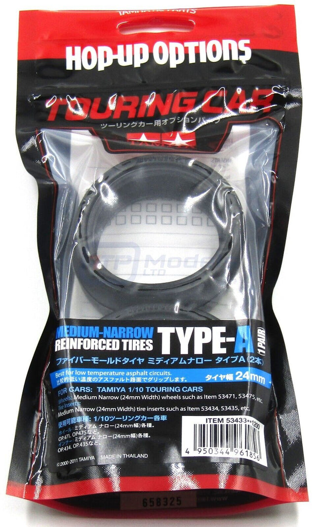 Tamiya 53433 Medium-Narrow Reinforced Tires Type A (24mm/2 Pcs,) (TA08/TRF420)