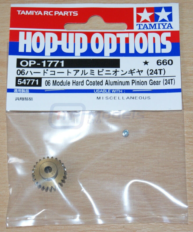 Tamiya 54771 06 Module Hard Coated Aluminum Pinion Gear (24T), (TT02), NIP