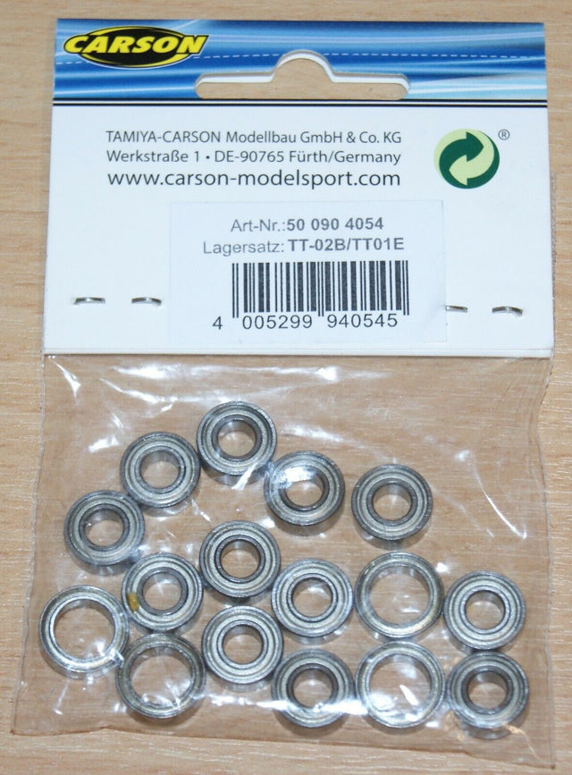 Carson C904054 TT-01/TT-02B Ball Bearing Set, (For Tamiya TT01/TT01D/TT02B), NIP