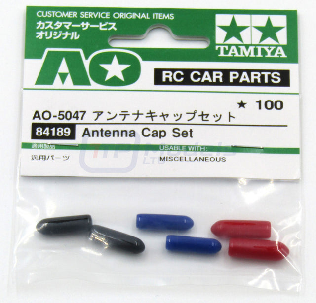 Tamiya 84189 Antenna Cap Set (6 Pcs.) (Black/Red/Blue), NIP