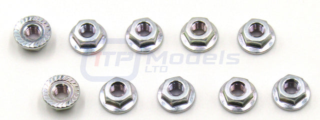 Tamiya 9804579/19804579 4mm Flange Nut (10 Pcs.), (F104/Bullhead/Group C), NIP