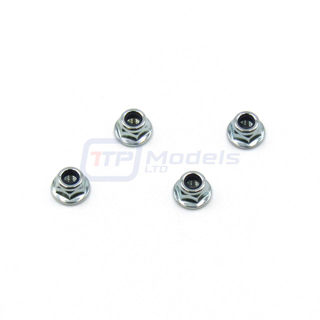 Tamiya 9805557/19805557 4mm Flange Lock Nut (4 Pcs.) (Wheel Nuts) TT01/TT02/DT02